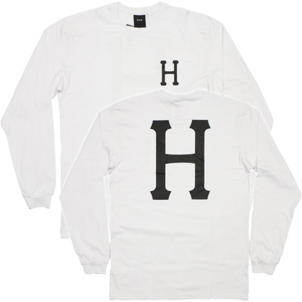 Camiseta HUF Essentials Classic H Manga Longa Branca