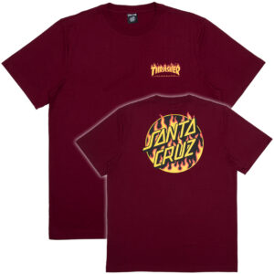Camiseta SANTA CRUZ x THRASHER Flame Dot Bordô